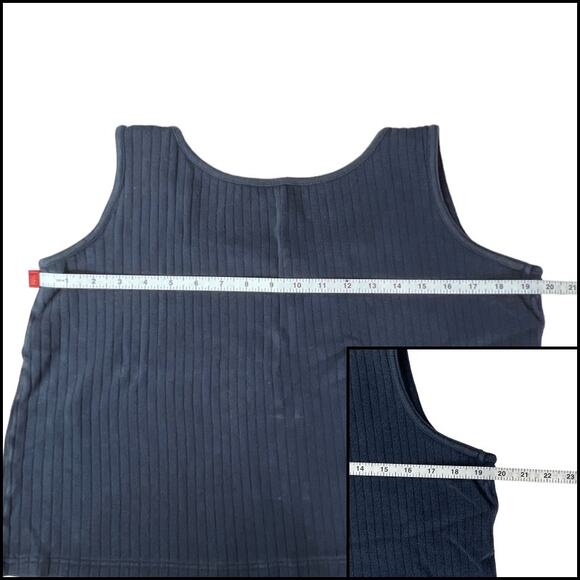 Ladies Blue Rib Summer Cropped Tank Top No Tags - See Measurements - Picture 6 of 8
